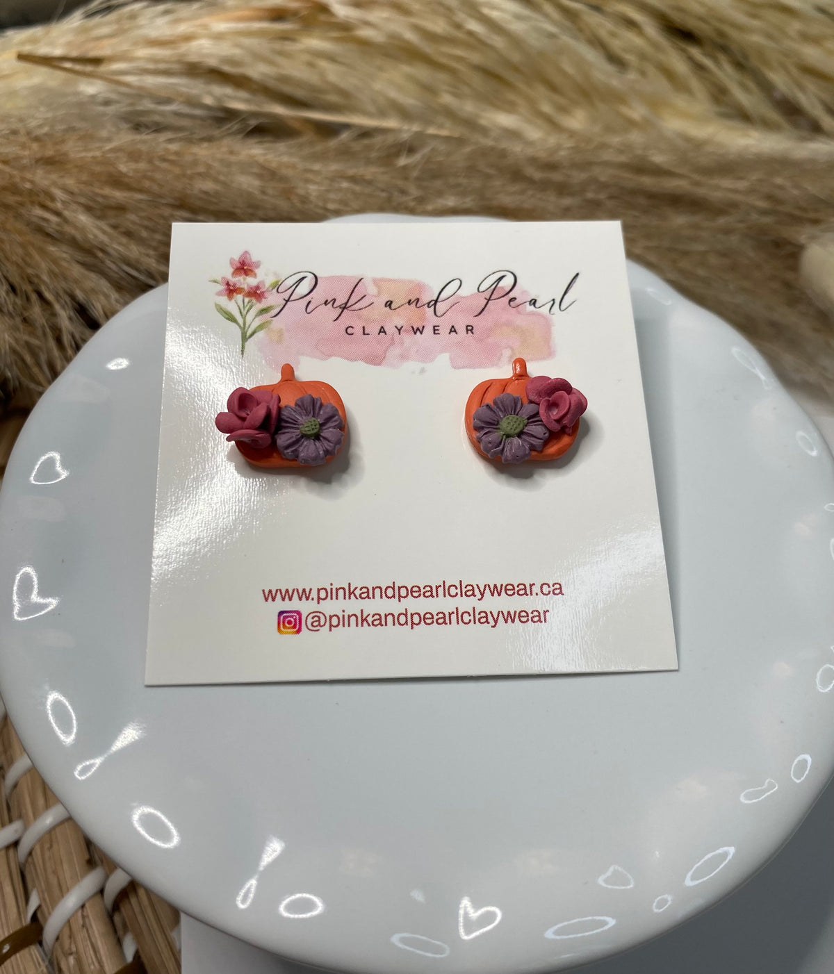 Pumpkin Floral Stud
