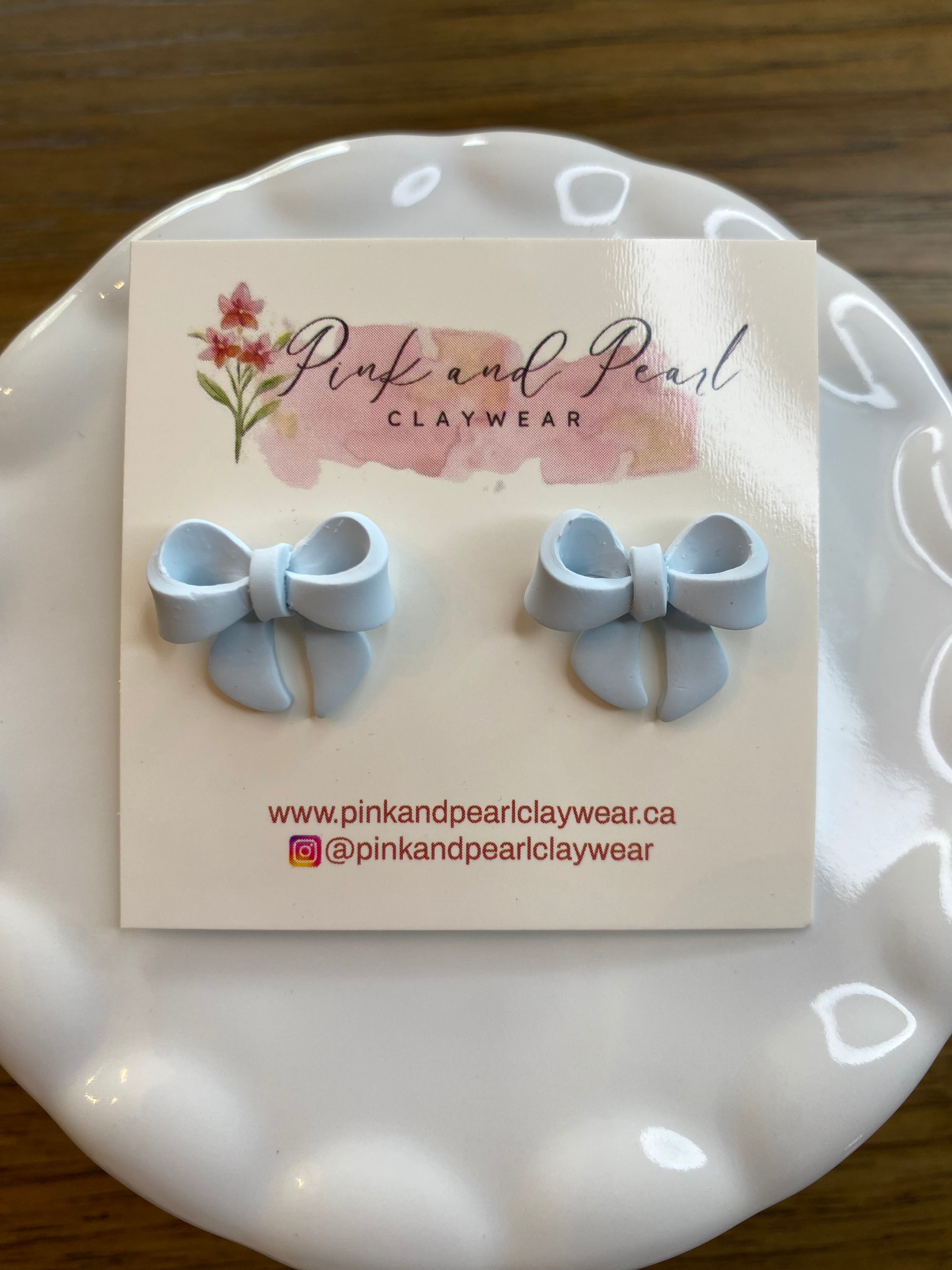 Blue Bow stud
