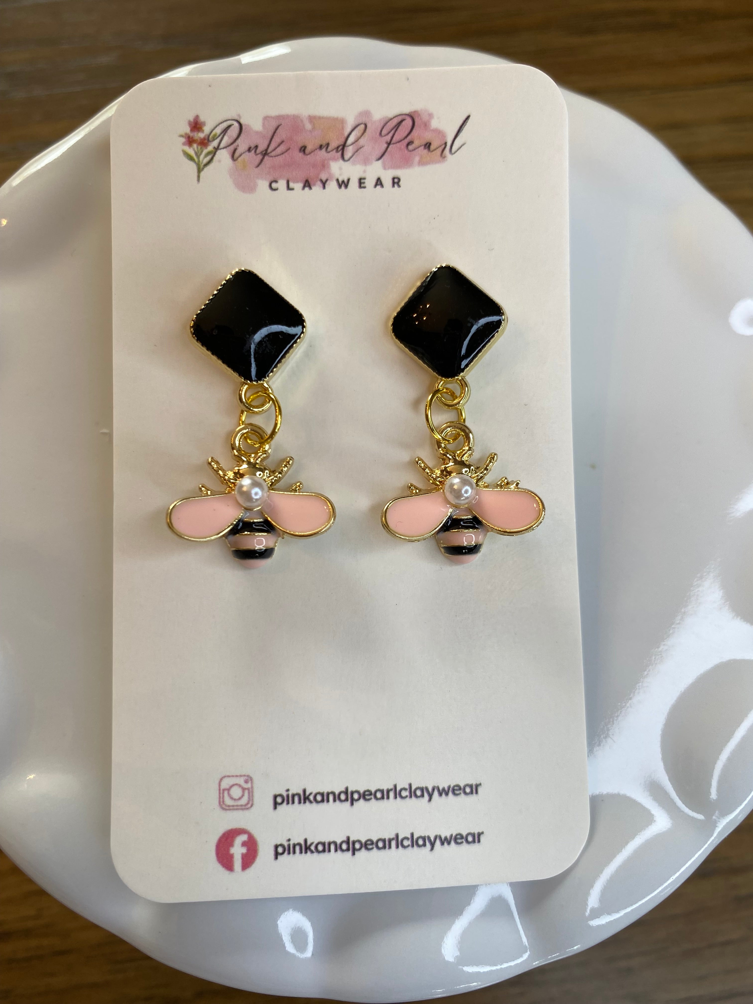 Blush bee dangles